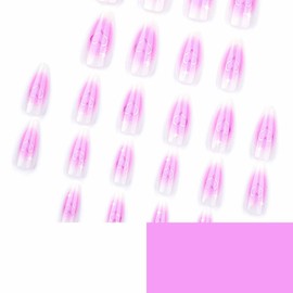 LBPEPAMZ 24Pcs Valentine's Day Press on Nails Medium Almond Fake Nails with Gradient Blush Design Silver Heart Star Acrylic Nails False Nails Milk White Solid Color Full Cover Stick on Nails for Women