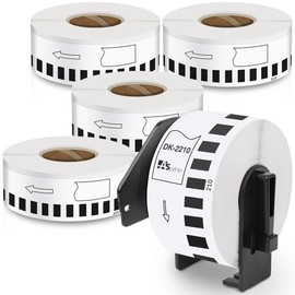 10 x 12 Feet Long Paper Tape DK-2210 DK 2210 Thermal Sticker Paper Label Printer QL-800 QL-820NWB QL-700 QL-550 QL-720NW QL-650TD 5 Rolls Set, Compatible with Brother Brother DK Labels Total 152.4