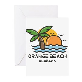 CafePress Alabama Orange Beach Greeting Cards Folded Greeting Cards (10-pack) Glossy