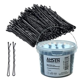 Ahsen Professional Wavy Bobby Pins 5cm Black - Haarklammern mit Aufbewahrungsbox Schwarz