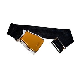 Skybelt Airplane Belt Gold - Silver/Black Trouser Belt Adjustable Length, black