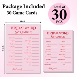 ZSHFMY Bridal Shower Games Cards for 30 Guests, Funny Party Games for Wedding Shower Engagement Newlywed Wedding Reception, Bridal Shower Games Set - Bridal Word Scramble -009