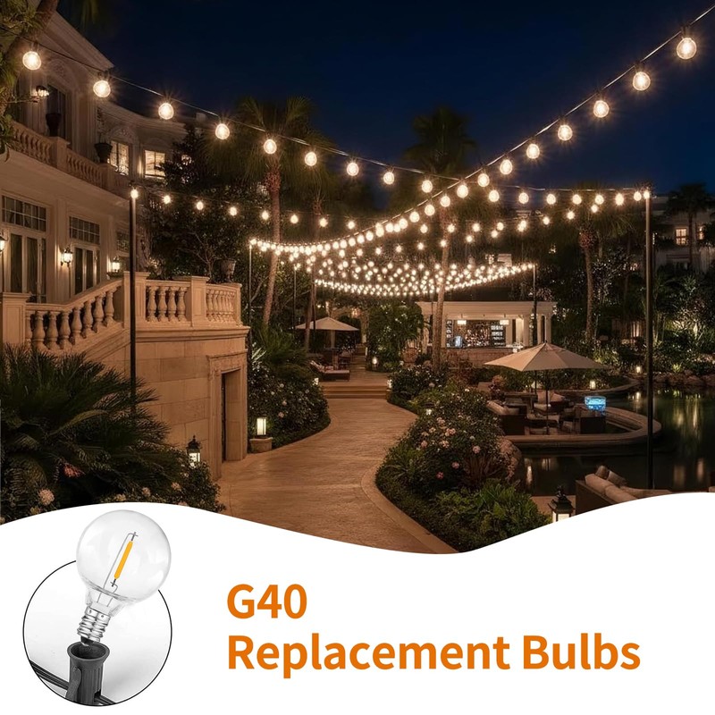 CHYSUPER 10PK G40 LED Replacement Bulbs, 0.6W 2700K Warm White,