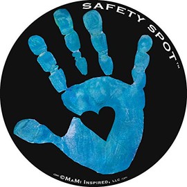 Safety Spot Magnet - Kids Handprint for Car Parking Lot Safety - Black Background (Blue)