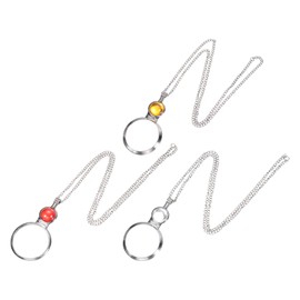 PATIKIL 3X Magnifying Glass Necklace, 3pcs Magnifying Glass Pendant 4.5cm Diameter Glass Lens 80cm Long Chain for Women Reading Gift Crafts Jewelry Needlework, White Orange Red