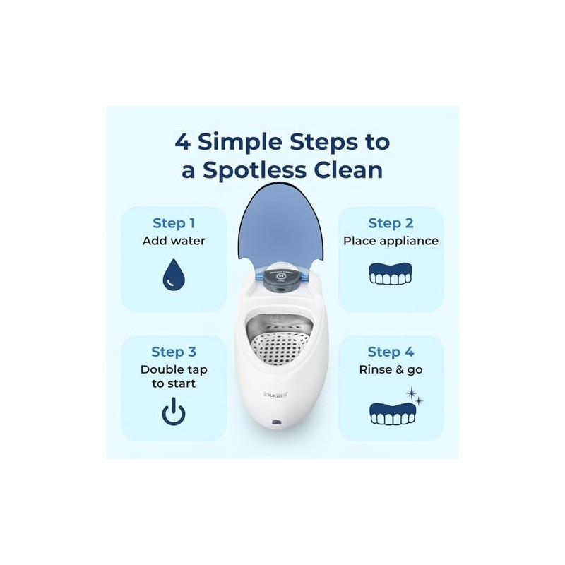 iSonic F3900 Ultrasonic Cleaner for Dentures, Retainers, and Mouth Guards,