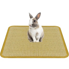 DYAUS- Alfombrilla rascadora para conejos, tapete de sisal natural para el cuidado de las garras y los dientes, juguetes masticables para conejos de interior, cama para conejos para morder, dormir y a