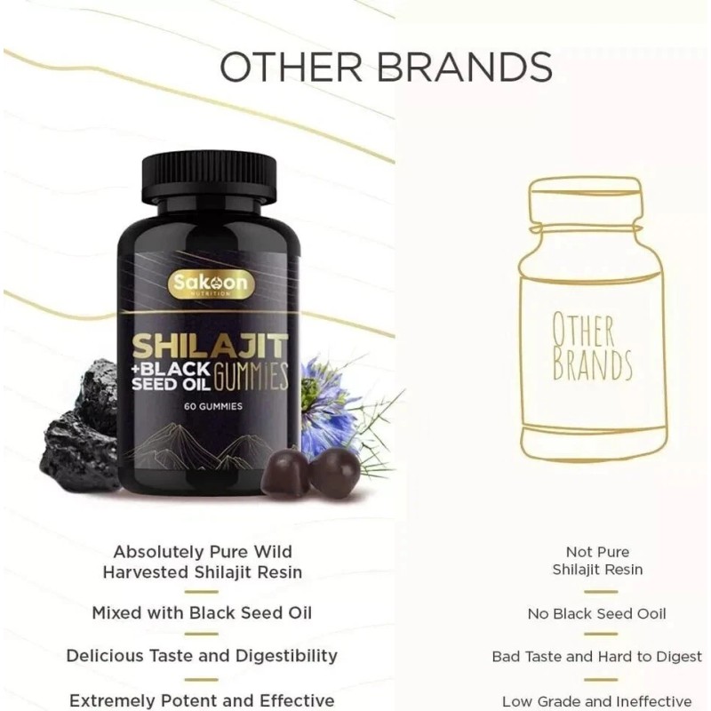 Sakoon nutrition Pure Shilajit Gummies with Black Seed Oil -