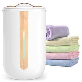Keenray Towel Warmer for Bathroom, Towel Warmer Bucket with Heating Progress Bar, Fragrance Disc Holder, Leather Handle, Auto Shut-Off Towel Bucket Fits Up to Two 40" x 70" Towels, Blankets White