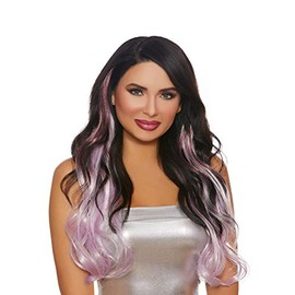 Dreamgirl Women's Long Wavy Burgundy/Pale Lavender Three-Piece Hair Extensions, Multi, One Size