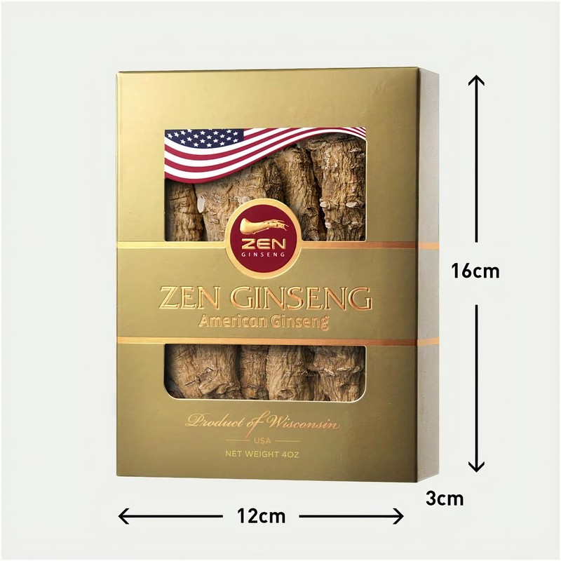 1 Box of Large Short American Wisconsin Ginseng Root (4oz)
