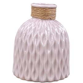 Bottle Shaped Vase Ceramic Decorative Vases Embossed Flower Arrange Display GIFT (Dusky Pink)