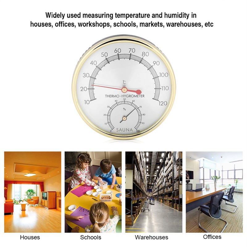 Sauna Room Thermometer, Metal Indoor Thermometer Hygrometer Hygrothermometer Sauna Room