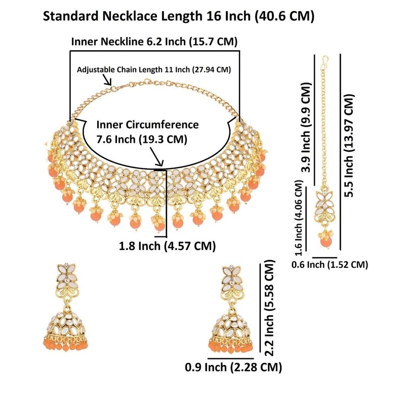 Efulgenz Juego de joyas indias de vidrio, collar colgante de