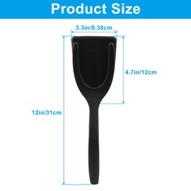 Waziaqoc 2 Pack 2 in 1 Grip and Flip Spatula Tongs, Multi-purpose Fried Egg Double Spatula, Non-Stick Toast Omelet Making Kitchen Shovel for Flipper Egg Tong Pancake Fish French, Black