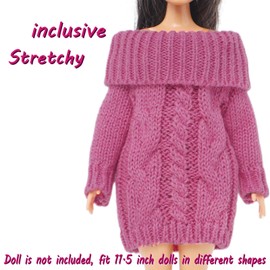 BJDBUS Winter Turtleneck Sweater Clothes for 11.5 inch Girl Doll Accessories (Rose)