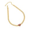 Yecomsy Rhinestone Heart Necklaces Punk Cuban Chunky Heart Chain Necklace