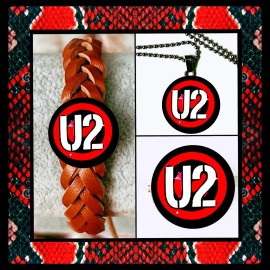 U2 BONO & THE EDGE SUNDAY BLOODY SUNDAY   LEATHER BRACELETS NECKPIN