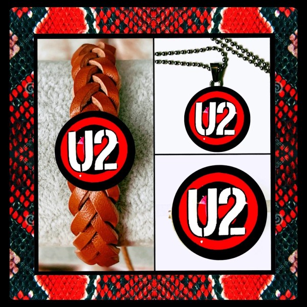 U2 BONO & THE EDGE SUNDAY BLOODY SUNDAY LEATHER BRACELETS