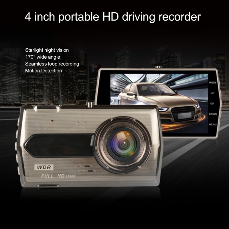 Car Driving Recorder DVR 4in IPS Screen 170° Wide Angle