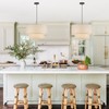 VILUXY Drum Fabric Pendant Light Farmhouse White Chandelier Double Drum