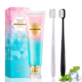 Niacinamide Whitening Toothpaste with 2 Toothbrushs, Niacinamide Intense Whitening Toothpaste, Natural Care, Deep Stain Removal, Mint Flavor, Improve Gum Health, Fresh Breath.