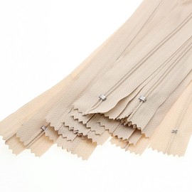 16 Inch Close End Nylon Coil Zippers for Sewing Craft Assorted Length (20 PCS Beige) YIGUANXIN
