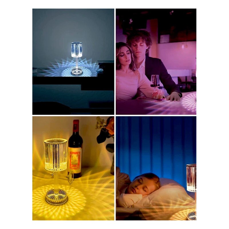 TOMSHINE Crystal Diamond Table Lamp, 16 Colors USB Charging Touch