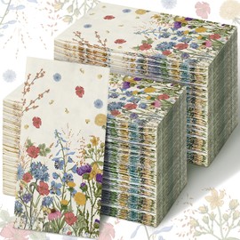 Seajan 200 Pcs Retro Flowers Paper Guest Napkins Disposable Hand Towels for Bathroom Paper Disposable Guest Towels Napkins for Spring and Summer Wedding Bathroom Birthday Dinner Party
