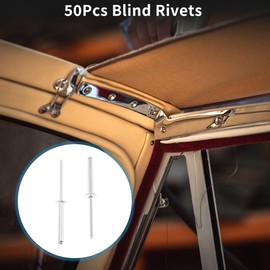 TUCKBOLD Dome Head Large Flange Blind Rivets Silver Tone 50 Pcs 4mm Grip Diameter 25mm Grip Length 8mm Flange Diameter Aluminum Alloy Iron