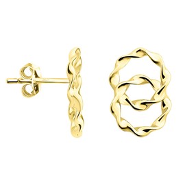 SOFIA MILANI - Women's Earrings 925 Silver - Twisted Circle Stud Earrings, Yellow Gold, No Gemstone