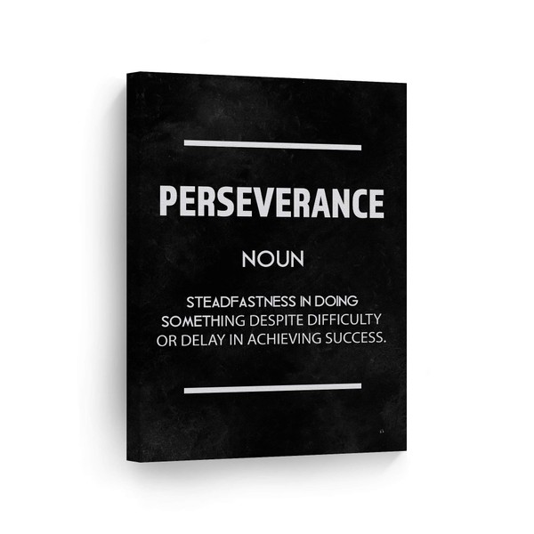Smile Art Design Perseverance Definition Dictionary Black Motivational Canvas Wall