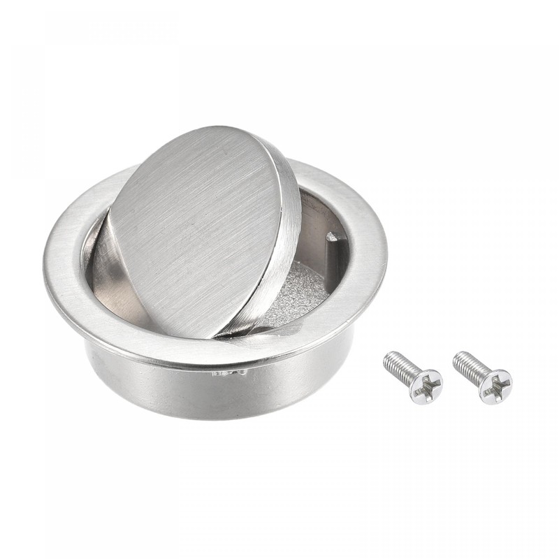 uxcell Finger Flush Pull Handle Outer Dia. 42mm/1.65" Brushed Silver