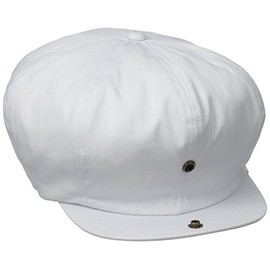 Dorfman Hat Co. Men's White Cap 8/4 Panel (Medium, White)