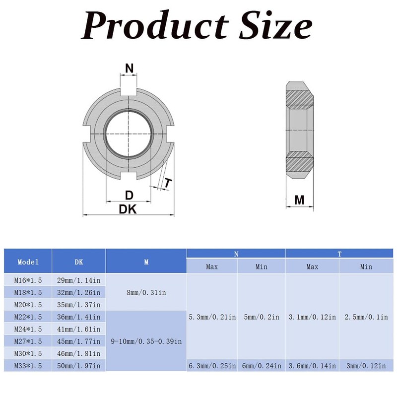 4Pcs Slotted Round Nuts M33x1.5 Carbon Steel Four Slot Round