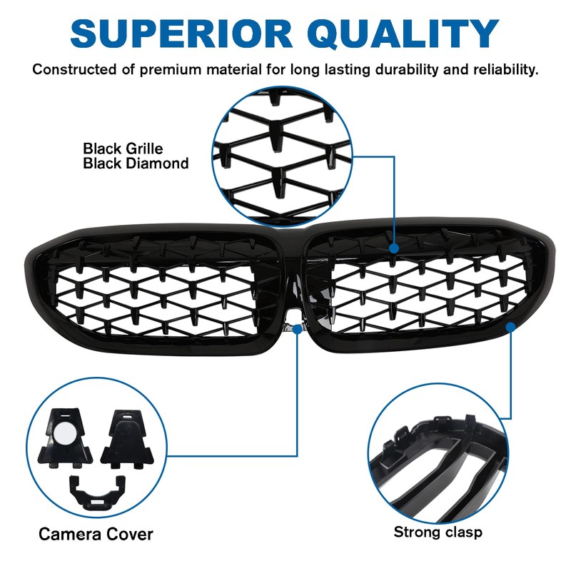 BILLDIO G20 Grill - Black Kidney Grille Compatible With 2019-2022