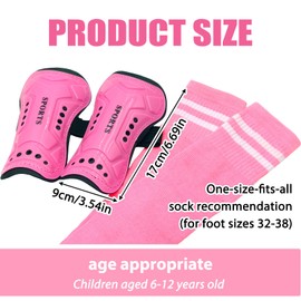 KASESSS Parastinchi Calcio Ragazze 6-12 Anni Con Calze Set, Rosa Parastinchi Traspirante Antishock, Parastinchicalcio Bambini Fascette Regolabili Antiscivolo Protezione Stinchi E Polpacci
