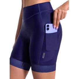 ARSUXEO Padded Bike Shorts Women Cycling Shorts with Padding Bicycle Underwear 2 Pockets Dark Blue Large