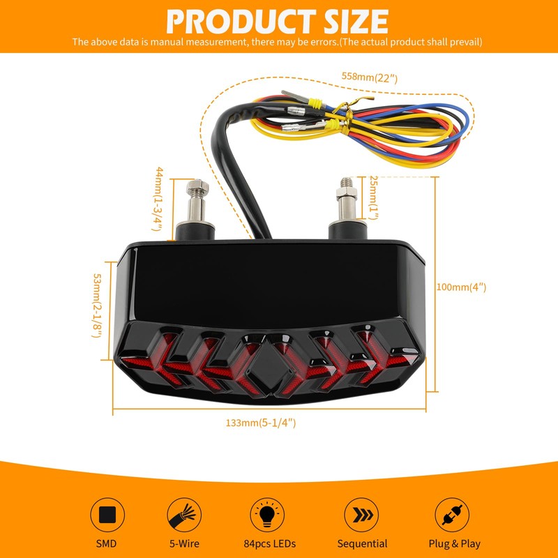 DREAMIZER LED Tail Light w/Turn Signal Sequential Motorcycle Taillight Compatible