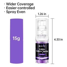 Purple Edible Glitter Spray - 15g Food Grade Purple Luster Dust Shimmer Powder Spray for Cakes, Cookies, Chocolate, Strawberries, Drinks & Cocktails