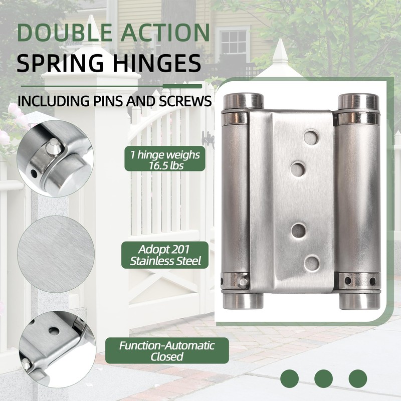 AnvFlik 4pcs 3in Double Action Spring Hinges, Self Closing Door