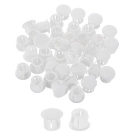 uxcell 40Pcs Plastic Hole Plugs, 10mm(3/8") Flush Type Panel Plugs, Round Snap Knockout Locking Plugs for Furniture Insert End Caps Panels, White