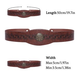 Heliltd Medieval Faux Leather Headpiece Vintage Leather Circlet Renaissance Leather Headpiece Adjustable Viking Headband Embossed Headband for Men Women Cosplay Costume