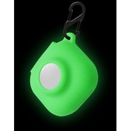 Geiomoo Silicone Case Compatible with Beats Fit Pro and Air Tag, 2 in 1 Protective Cover with Carabiner (Luminous Green)