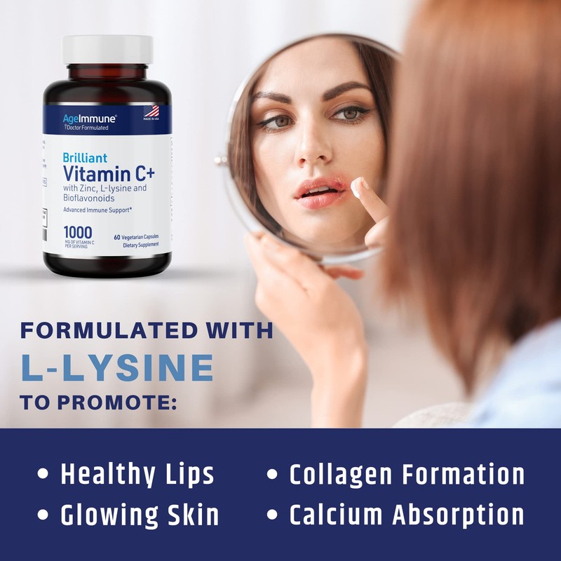 Vitamin C 1000mg Complex with L-Lysine 500mg, Zinc Gluconate 12mg,