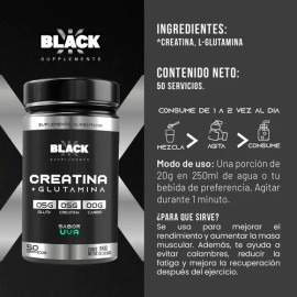 Creatina + Glutamina 50 Servicios Black 1kg Varios Sabores