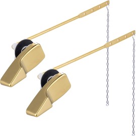 Hygie Rinse 2PACK Universal Metal Toilet Handle Replacement Kit Compatible with American Standard/Mansfield/Gerber Toilet, Front Mount Toilet Tank Flusher Lever with Flapper Chain, Shiny Gold