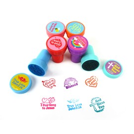 TINYMILLS Religious Christian Love Valentine's Day Stampers for Kids Religious Prizes Carnival VBS Sunday School Church Festival Classroom Giveaways Gift Jesus Loves You Party Favors
