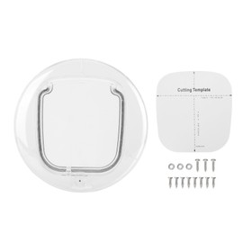 Cat Door for Interior Exterior Doors Transparent 4 Way Locks Silent Brush Strips Strong Magnetic Strip Pet Door for Cats and Small Dogs