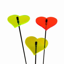 Sun Catcher Garden Decor Ornaments Hearts, Set of 3 Decorative Garden Stakes, 25cm/10'' high Outdoor Yard Accessory, Great Gardeners Gift, Colour:red/yellow/green